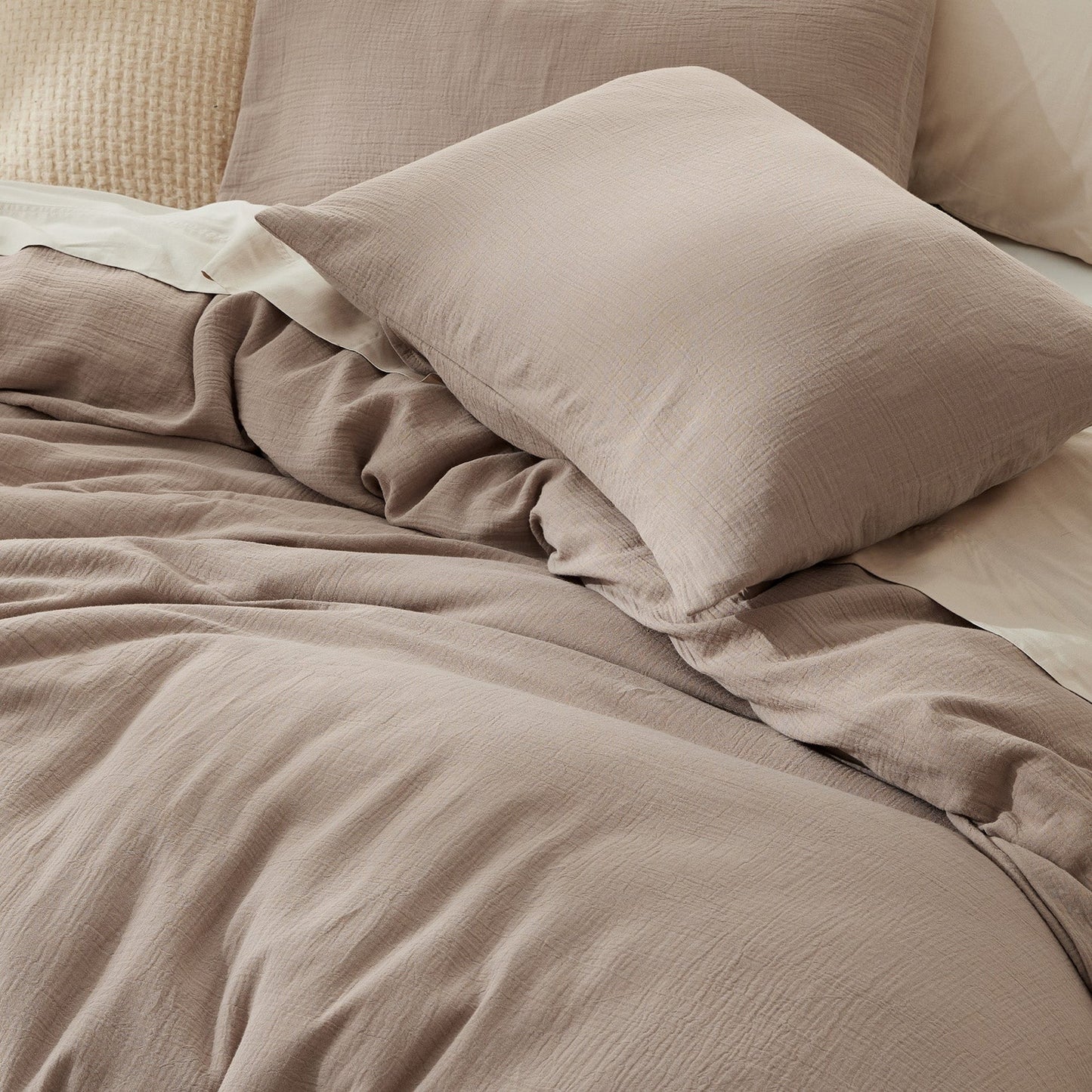 PureWovenTM Rayon From Bamboo Cotton Muslin Duvet Cover Set