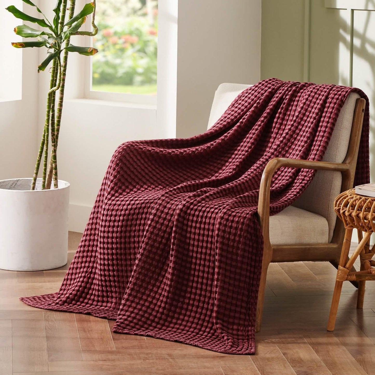 Rayon Derived From Bamboo Waffle Blanket