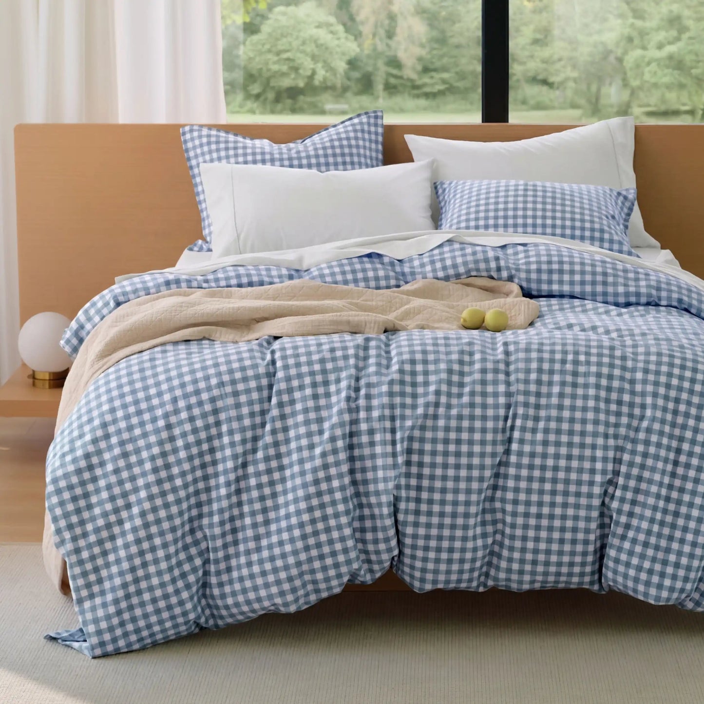 PureWovenTM Washed Cotton Gingham Duvet Cover Set