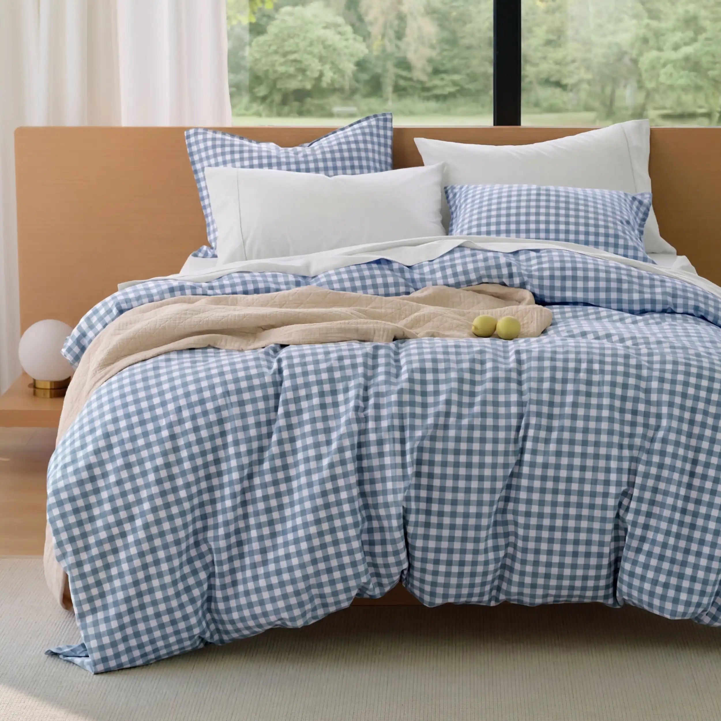 PureWovenTM Washed Cotton Gingham Duvet Cover Set