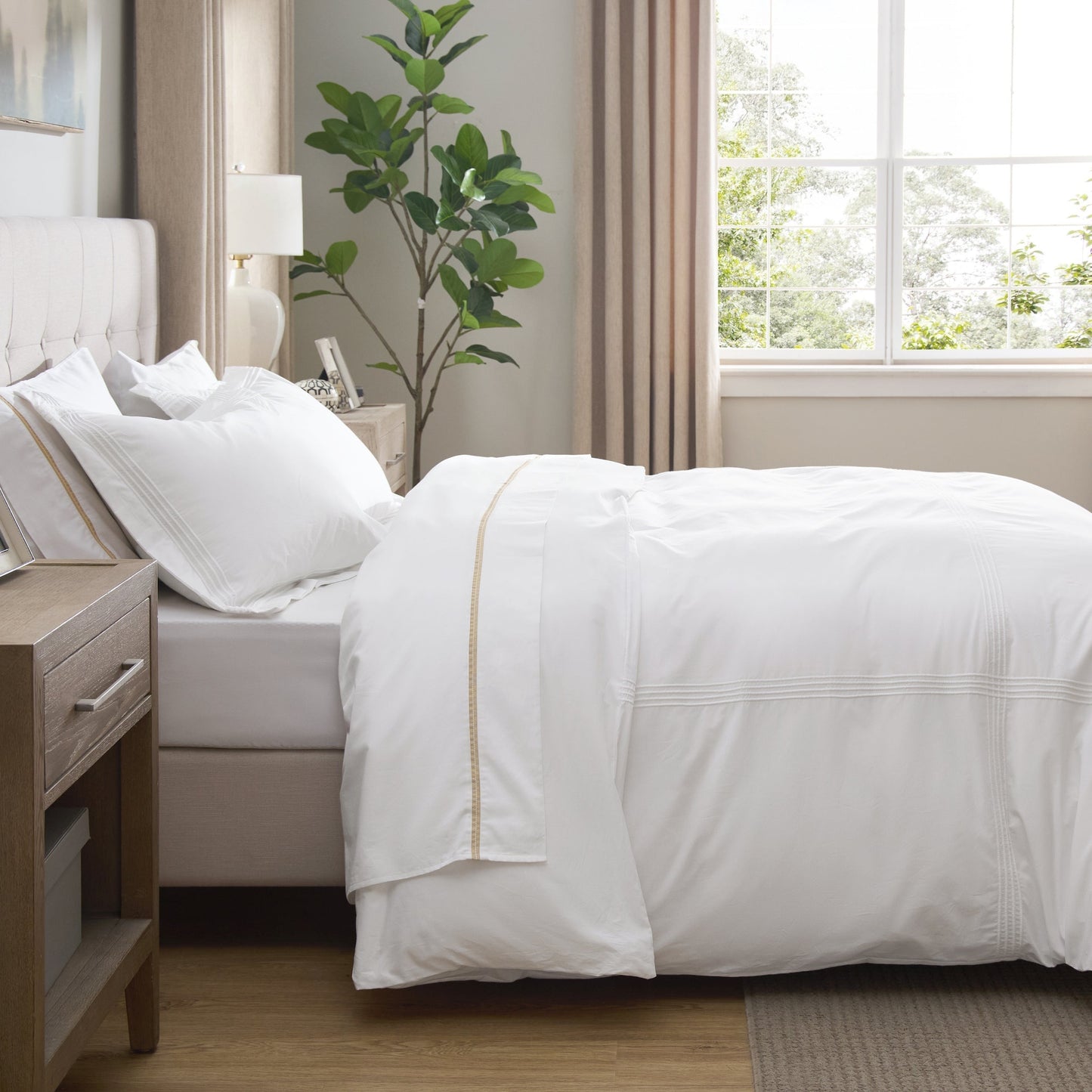 PureWovenTM Cotton Embroidered Hotel Duvet Cover Set