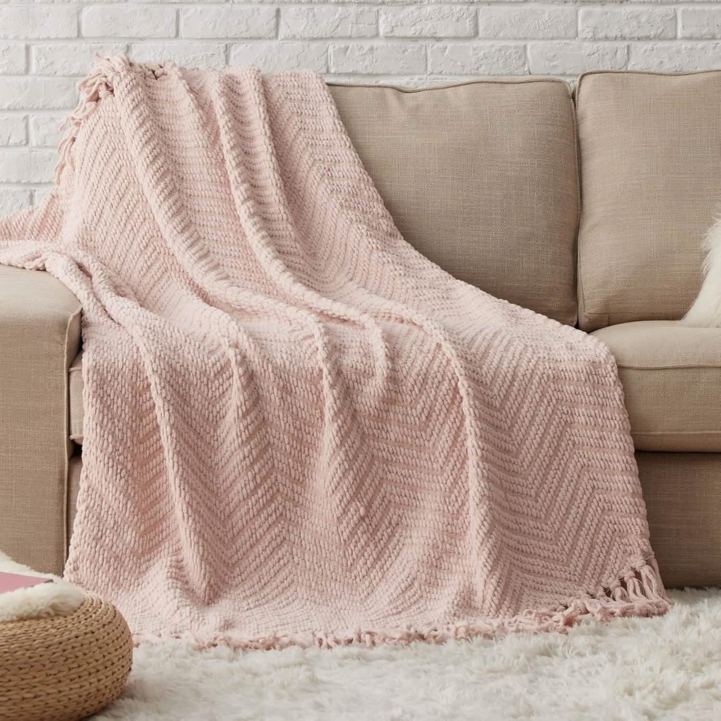 Versatile Knit Woven Chenille Blanket