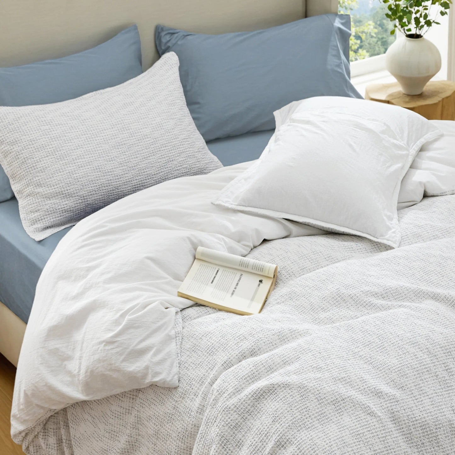 PureWovenTM Cotton Waffle Space-Dyed Duvet Cover Set