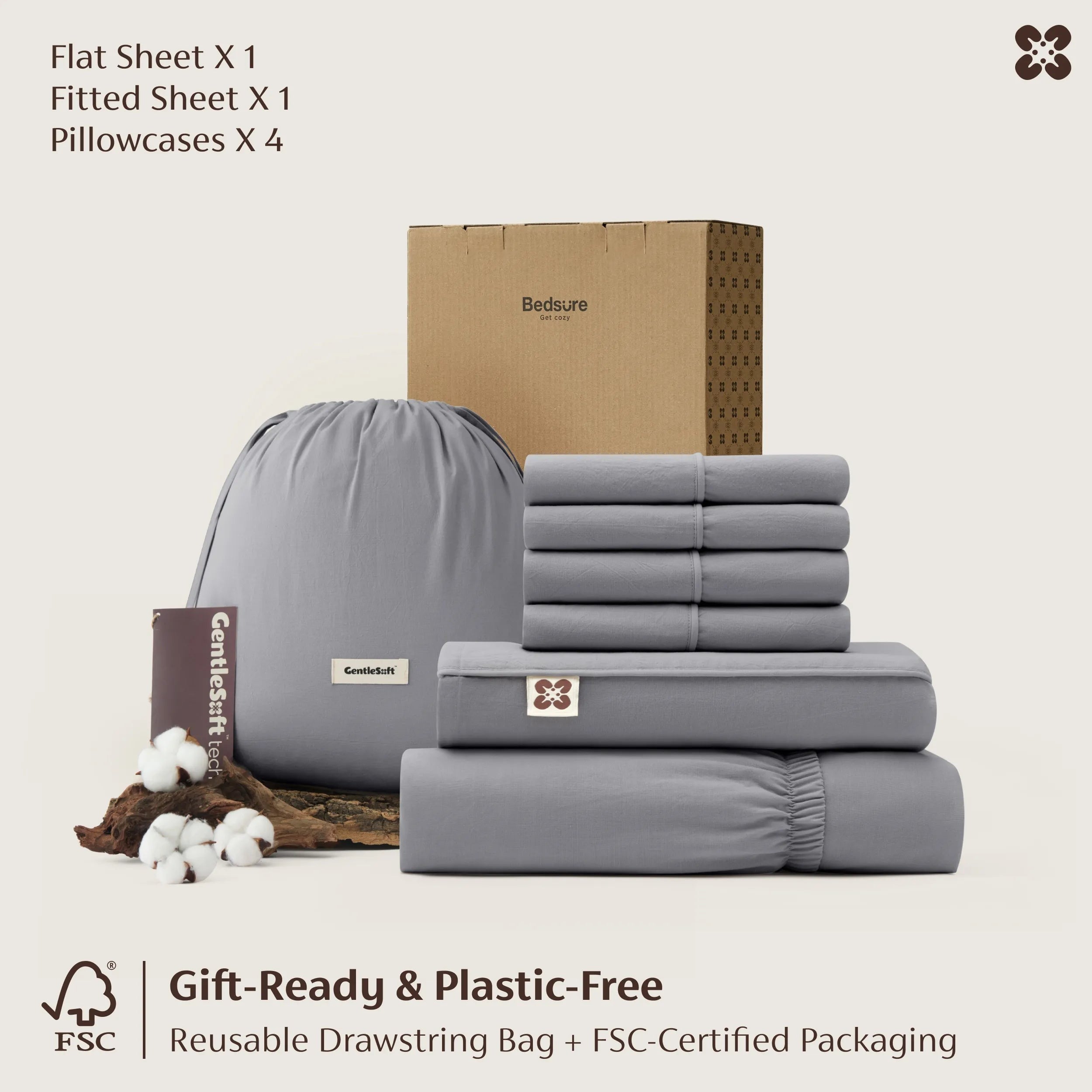 PureWovenTM 6-Piece Washed Cotton Sheet Set