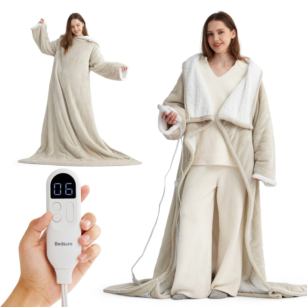 Full-body Sherpa Fleece Heated Blanket Hoodie