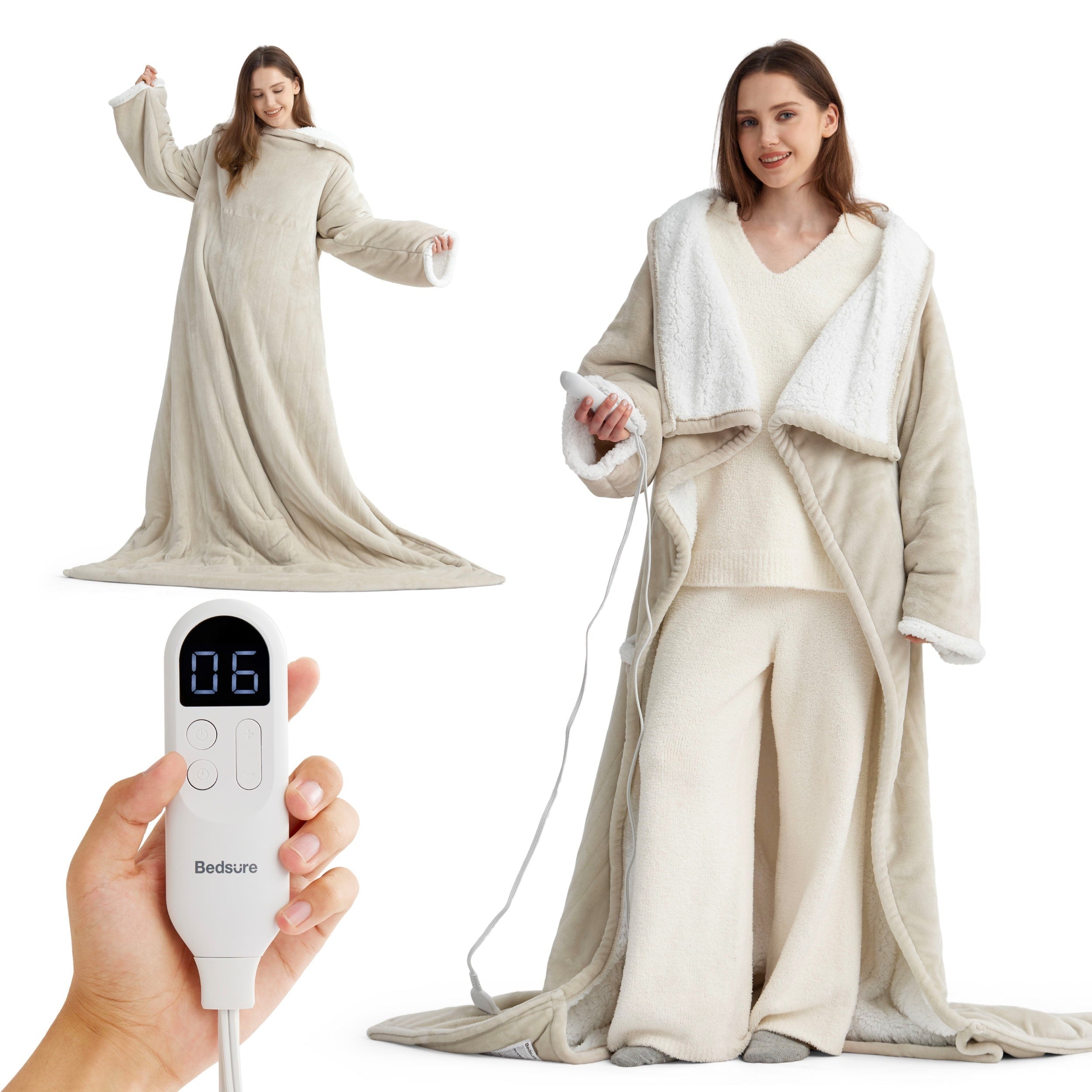 Full-body Sherpa Fleece Heated Blanket Hoodie