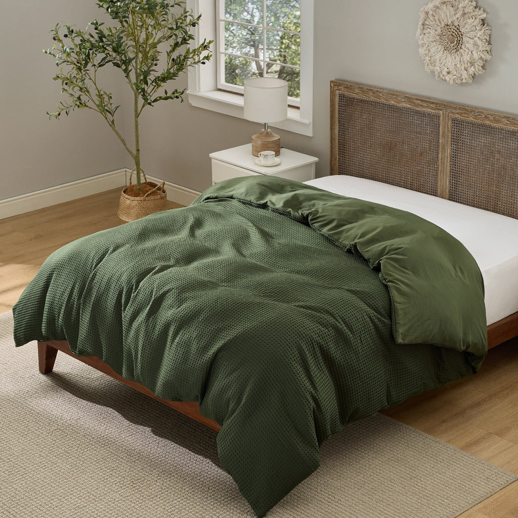 Modern Waffle Weave Textured Duvet Cover