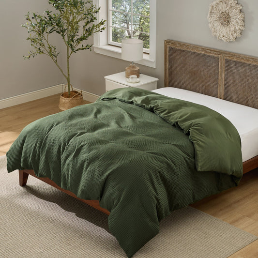 Modern Waffle Weave Textured Duvet Cover