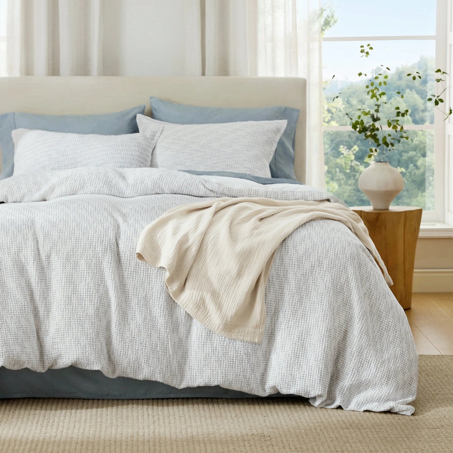 PureWovenTM Cotton Waffle Space-Dyed Duvet Cover Set