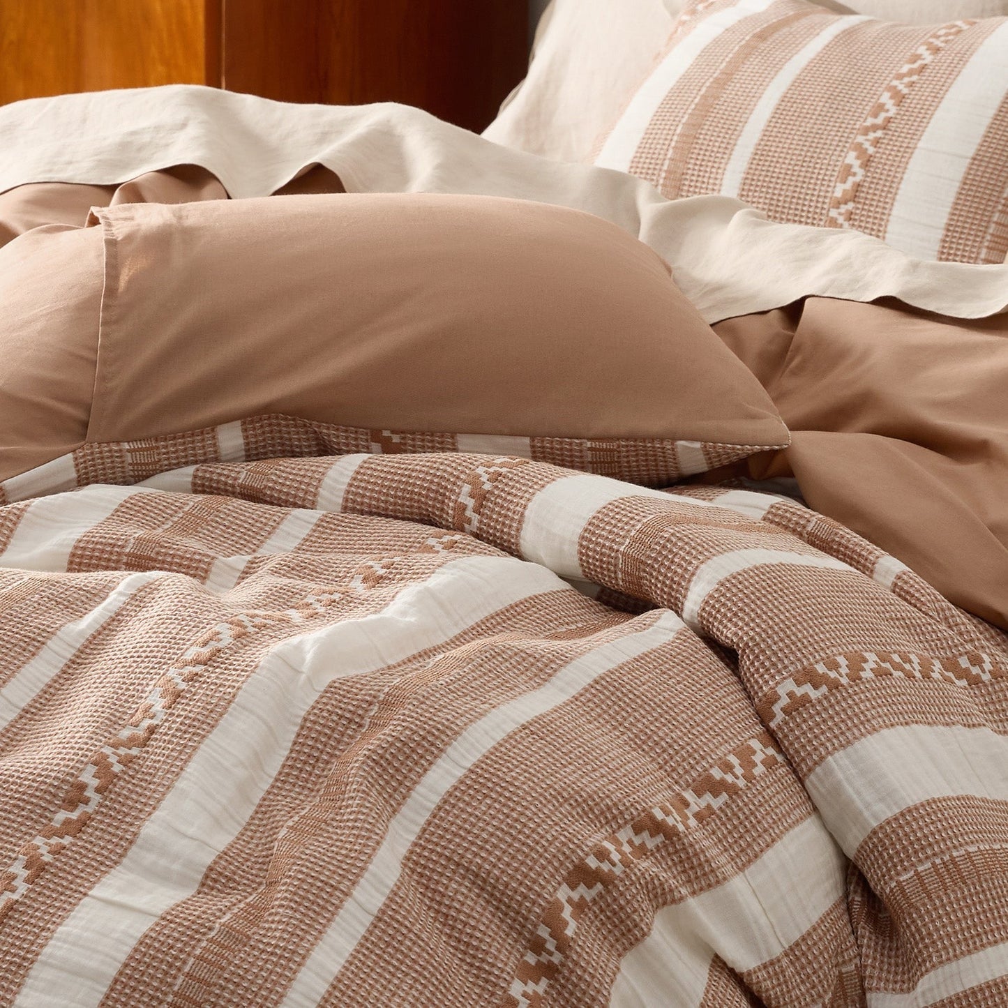PureWovenTM Cotton Boho Waffle Weave Duvet Cover Set