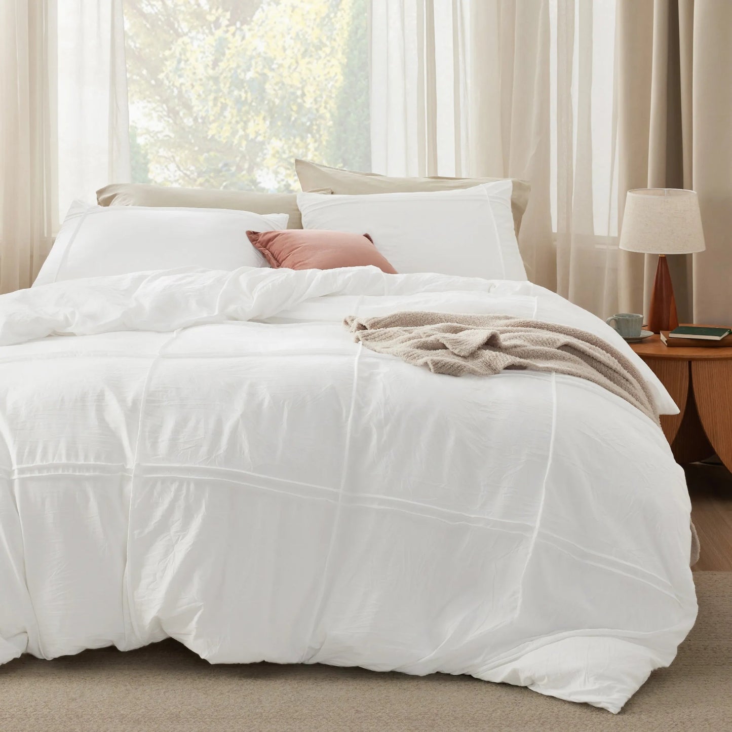 Striped Tufted Embroidery Duvet Cover Set
