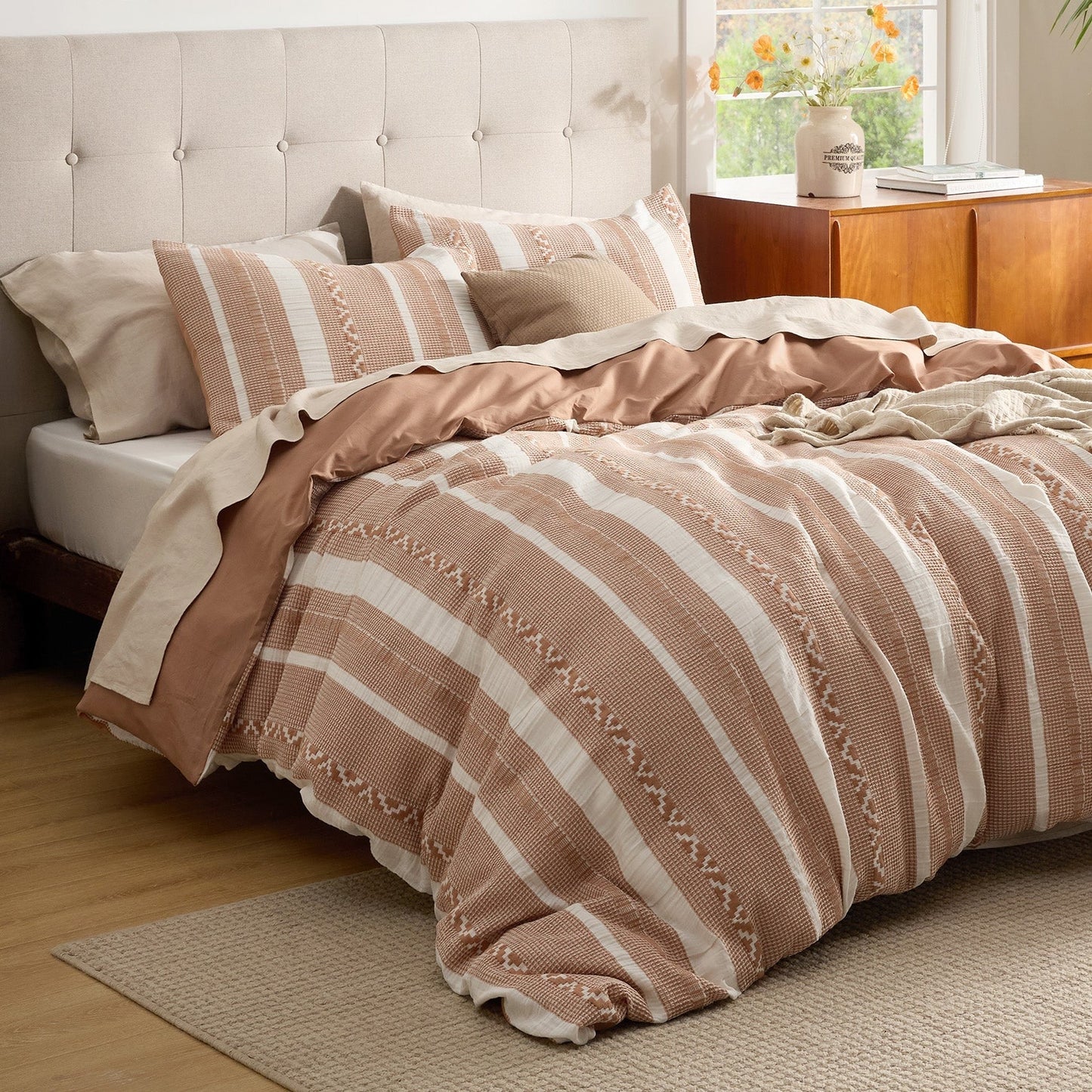 PureWovenTM Cotton Boho Waffle Weave Duvet Cover Set