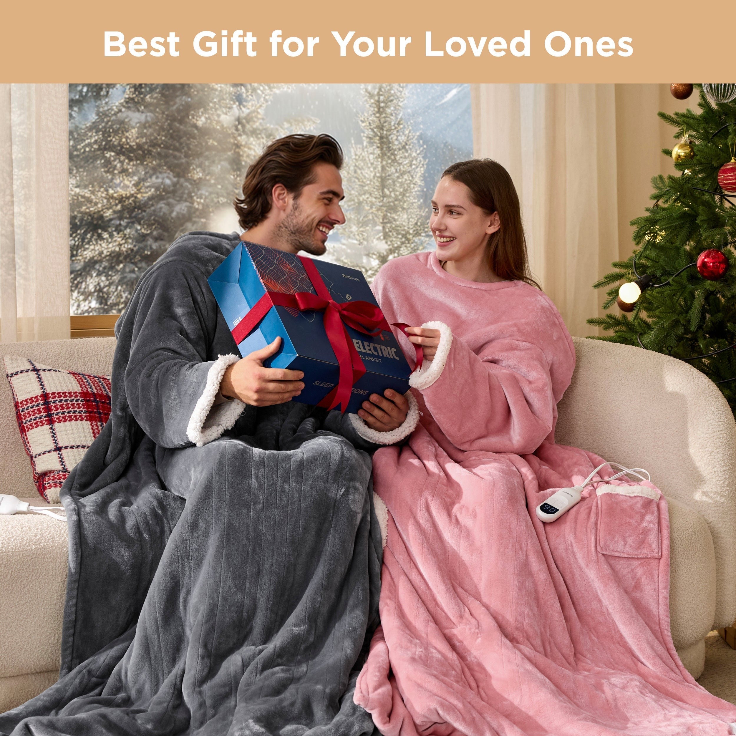 Full-body Sherpa Fleece Heated Blanket Hoodie