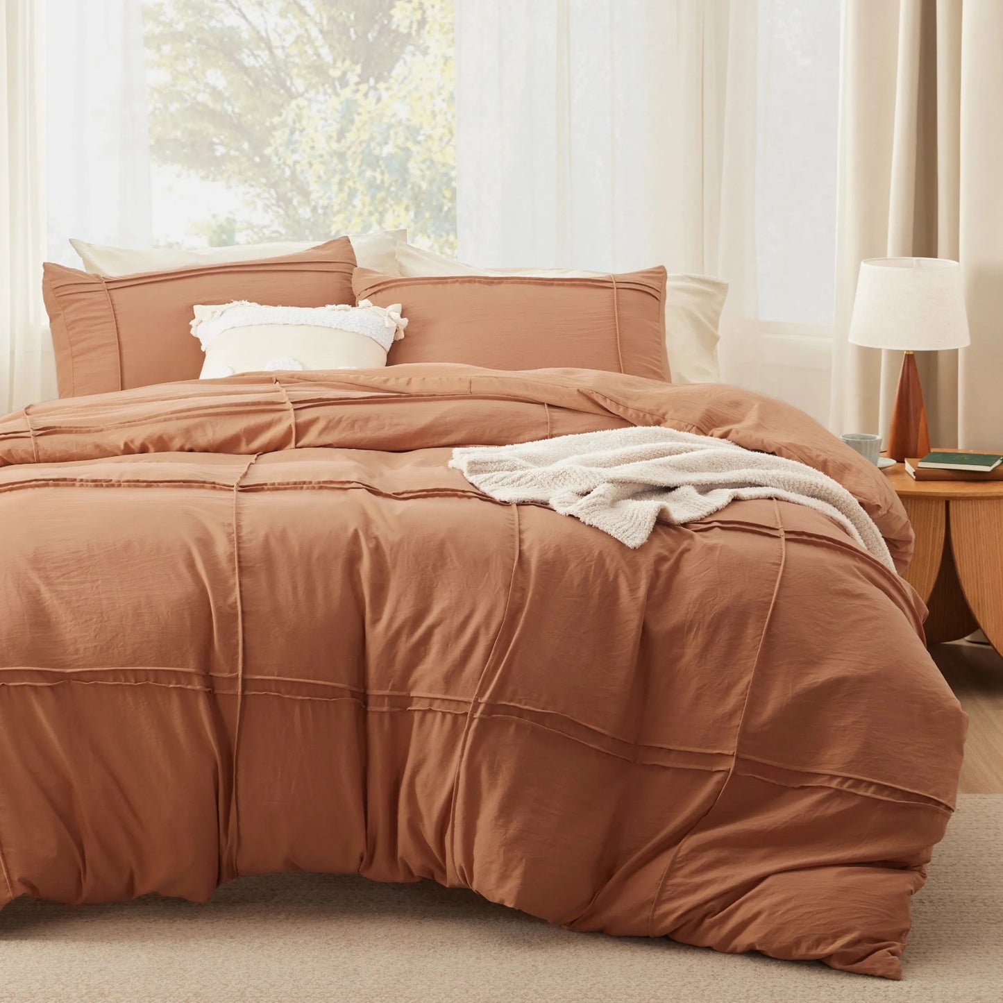 Striped Tufted Embroidery Duvet Cover Set