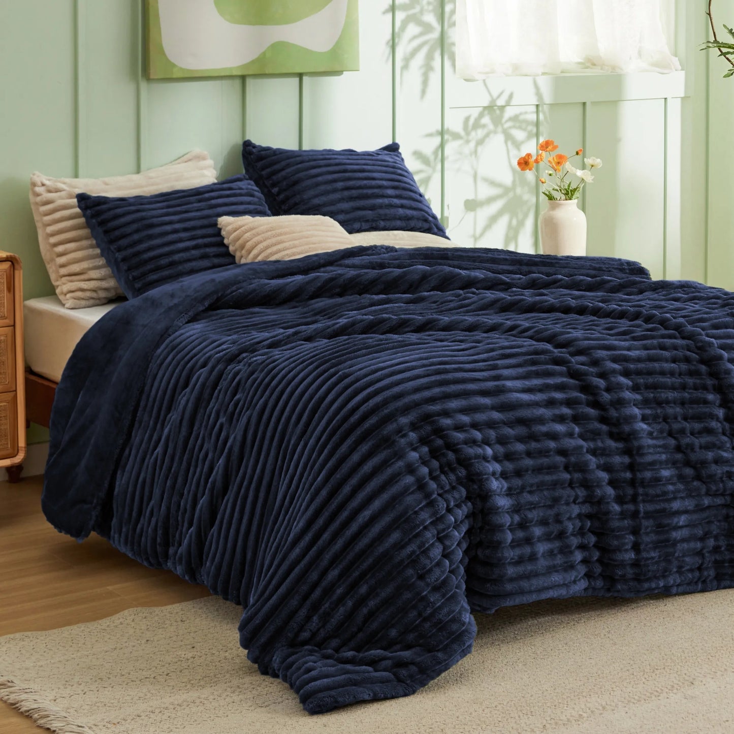 Striped Flannel Comforter Set