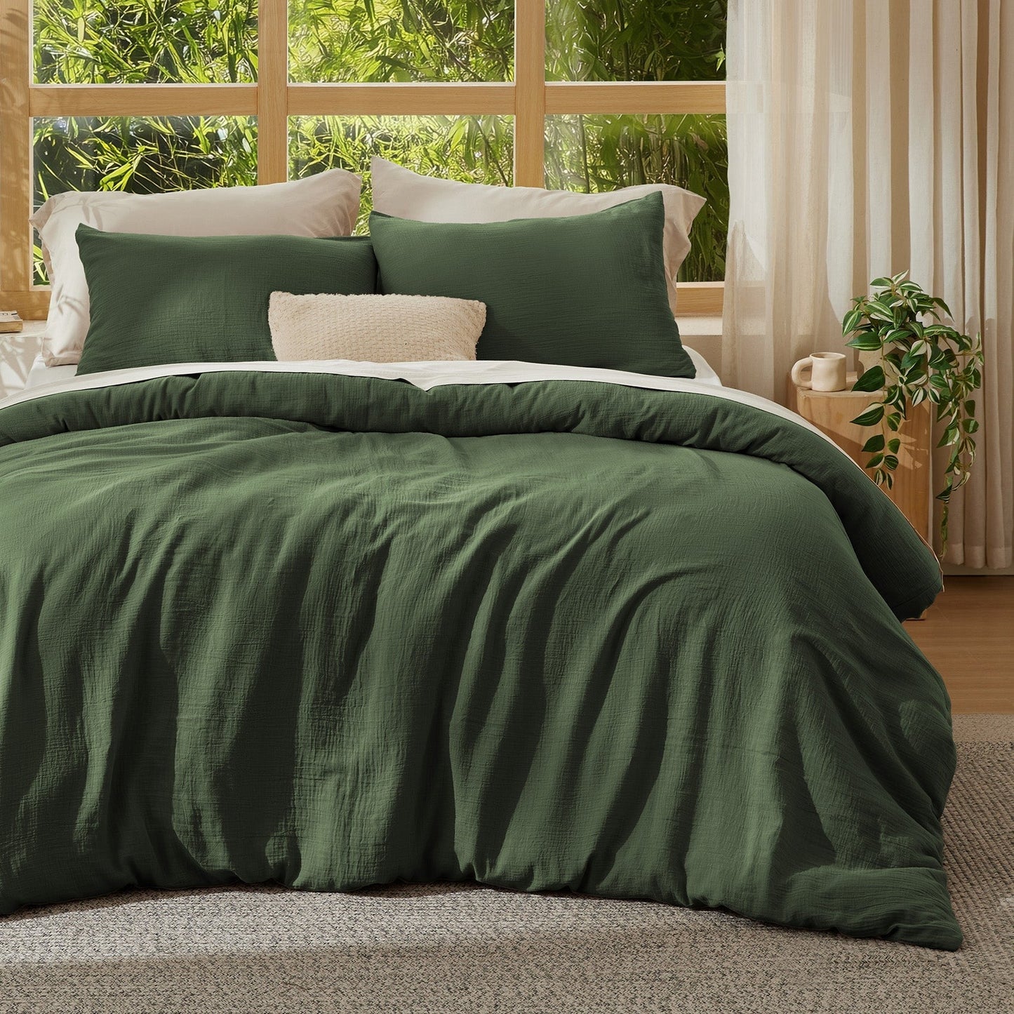 PureWovenTM Rayon From Bamboo Cotton Muslin Duvet Cover Set