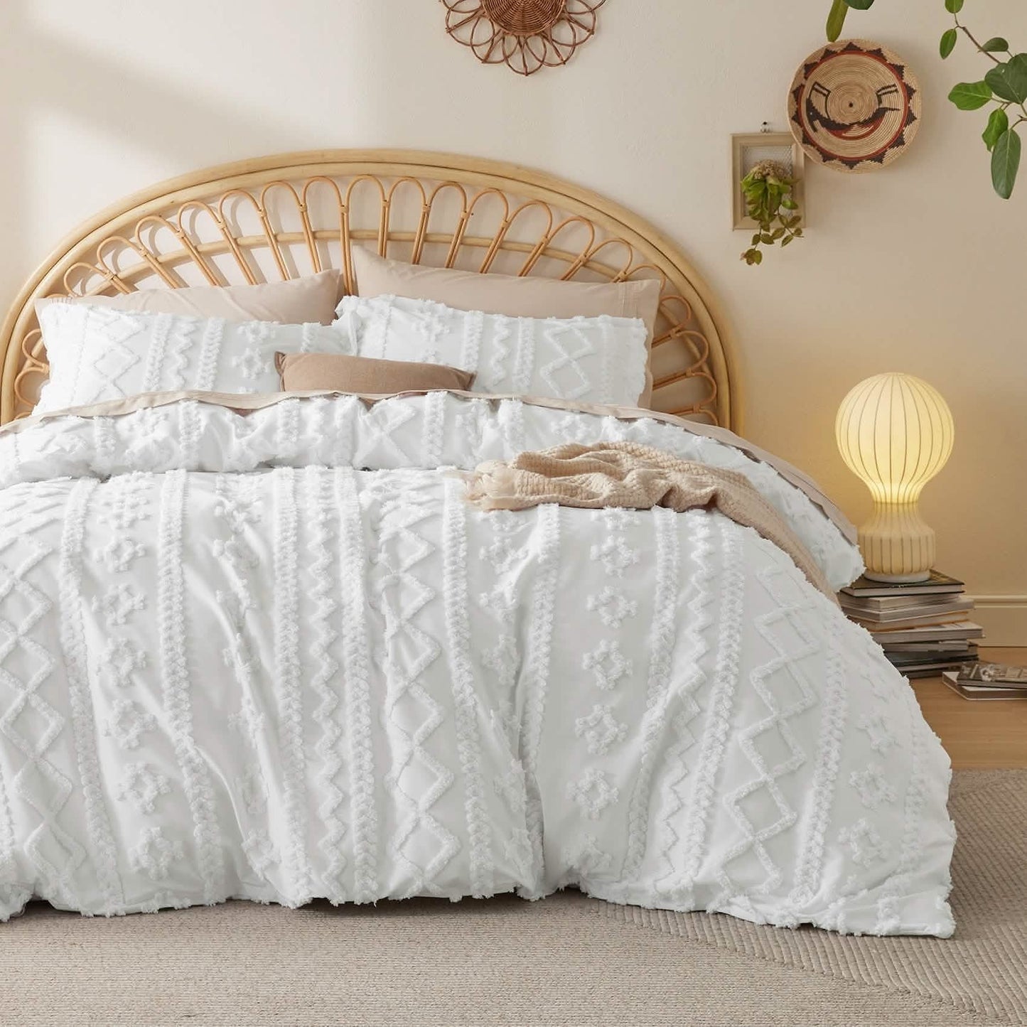 Boho Tufted Embroidery Duvet Cover Set