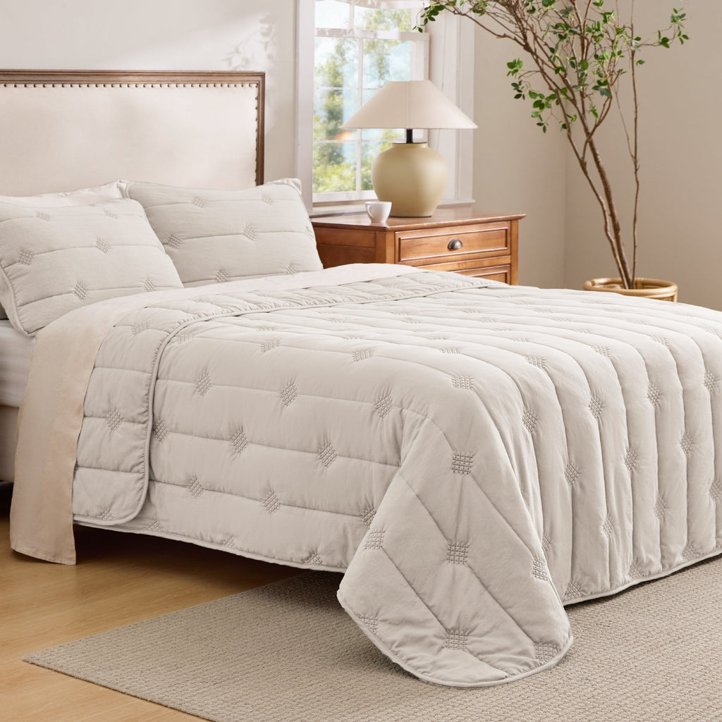 Prewashed Diamond Quilt Set