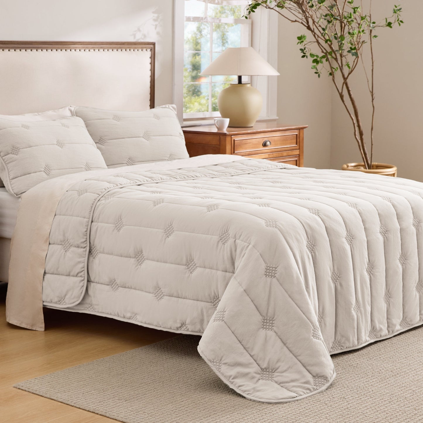 Prewashed Diamond Quilt Set