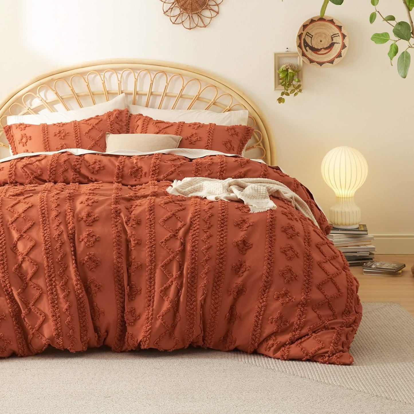 Boho Tufted Embroidery Duvet Cover Set
