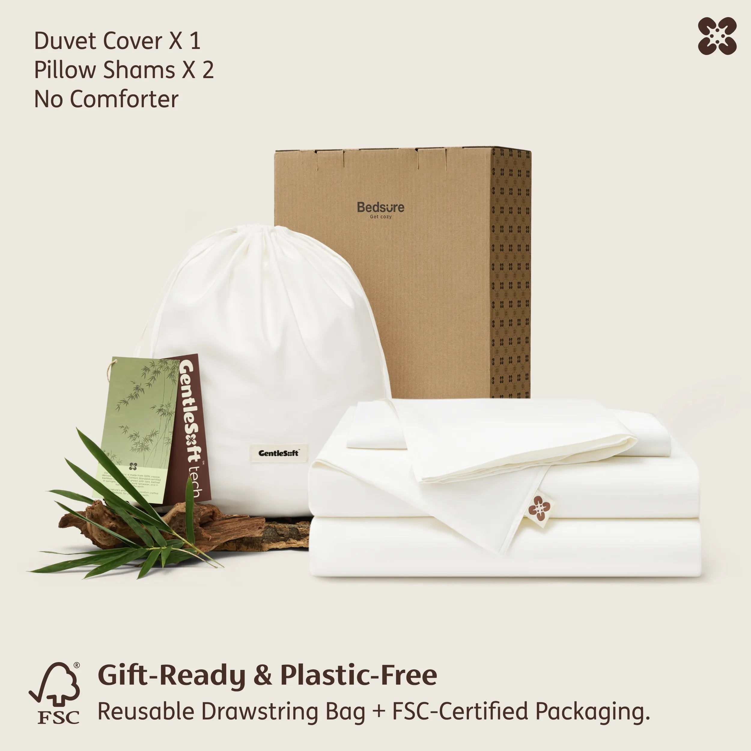 PureWovenTM Organically Grown Bamboo Viscose Duvet Cover Set
