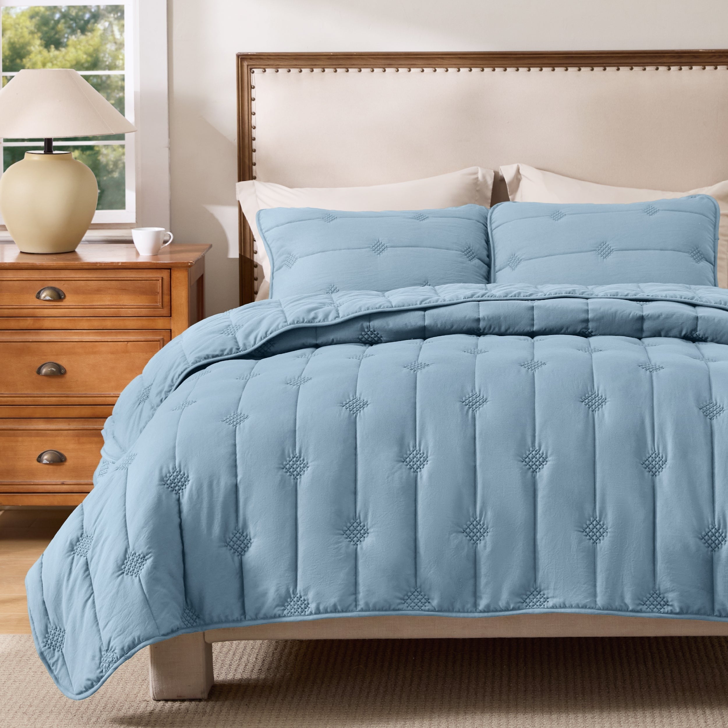 Prewashed Diamond Quilt Set