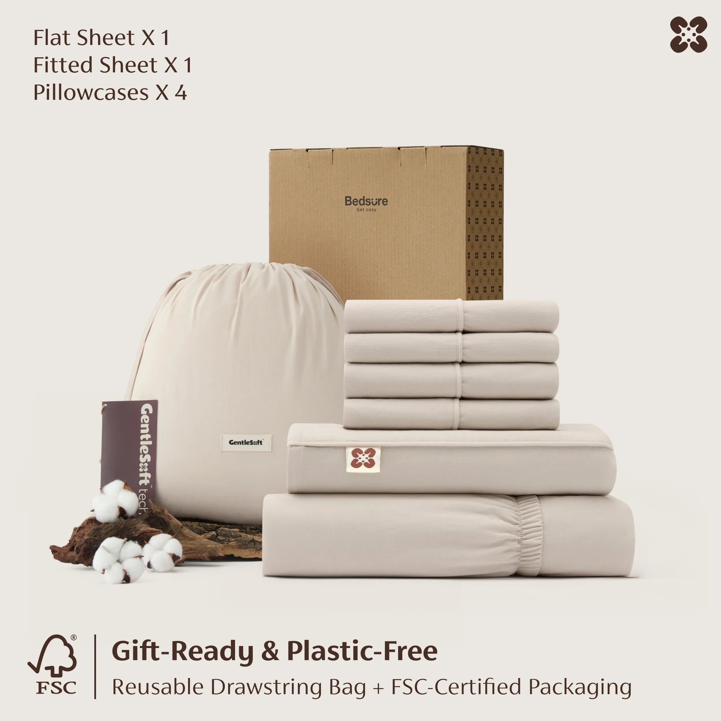 PureWovenTM 6-Piece Washed Cotton Sheet Set