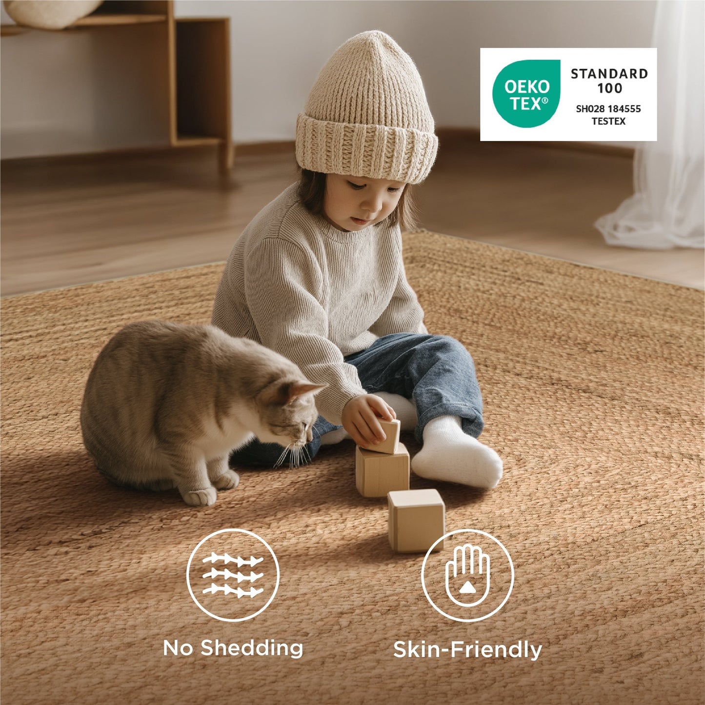 Faux Cashmere Jute-Look Area Rug