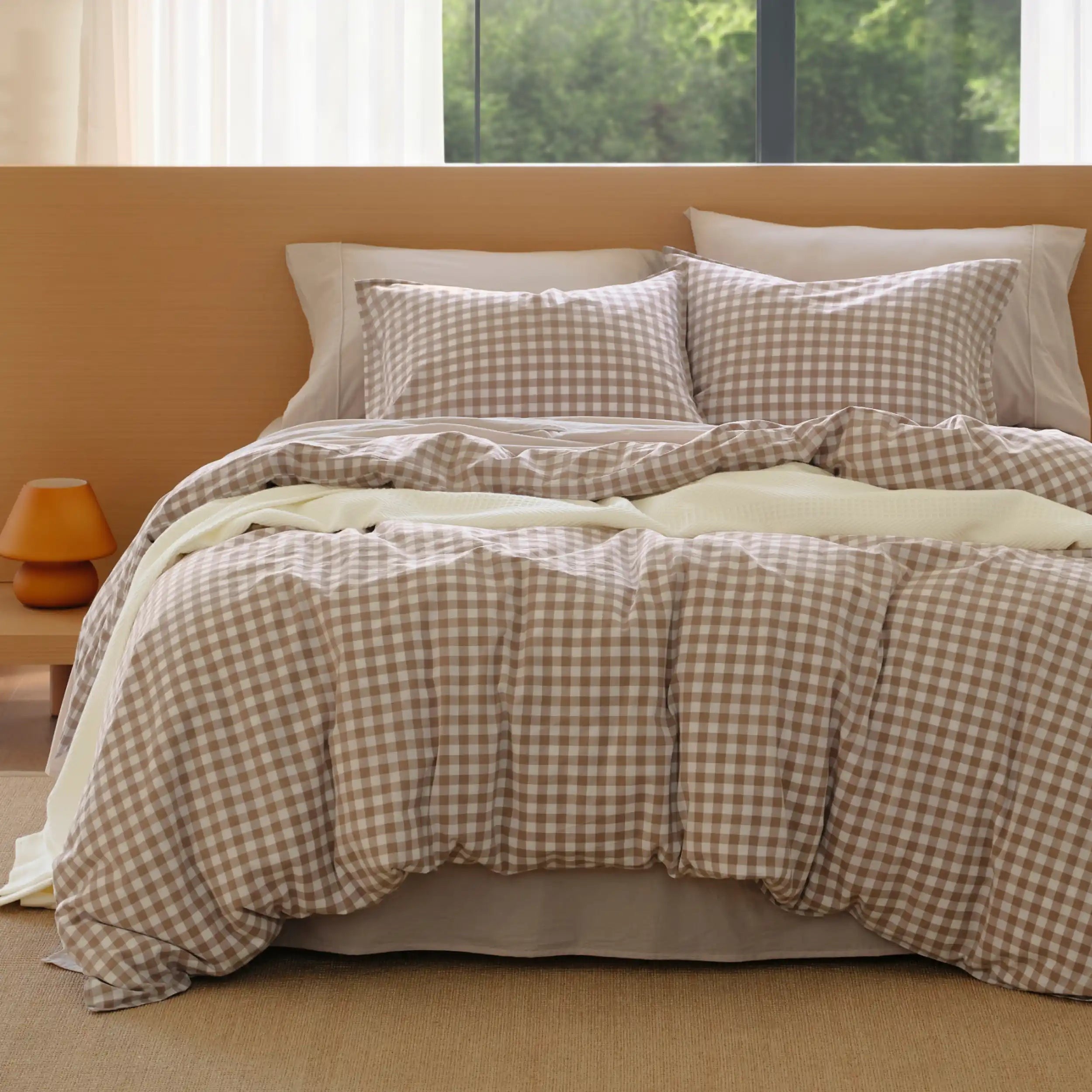 PureWovenTM Washed Cotton Gingham Duvet Cover Set