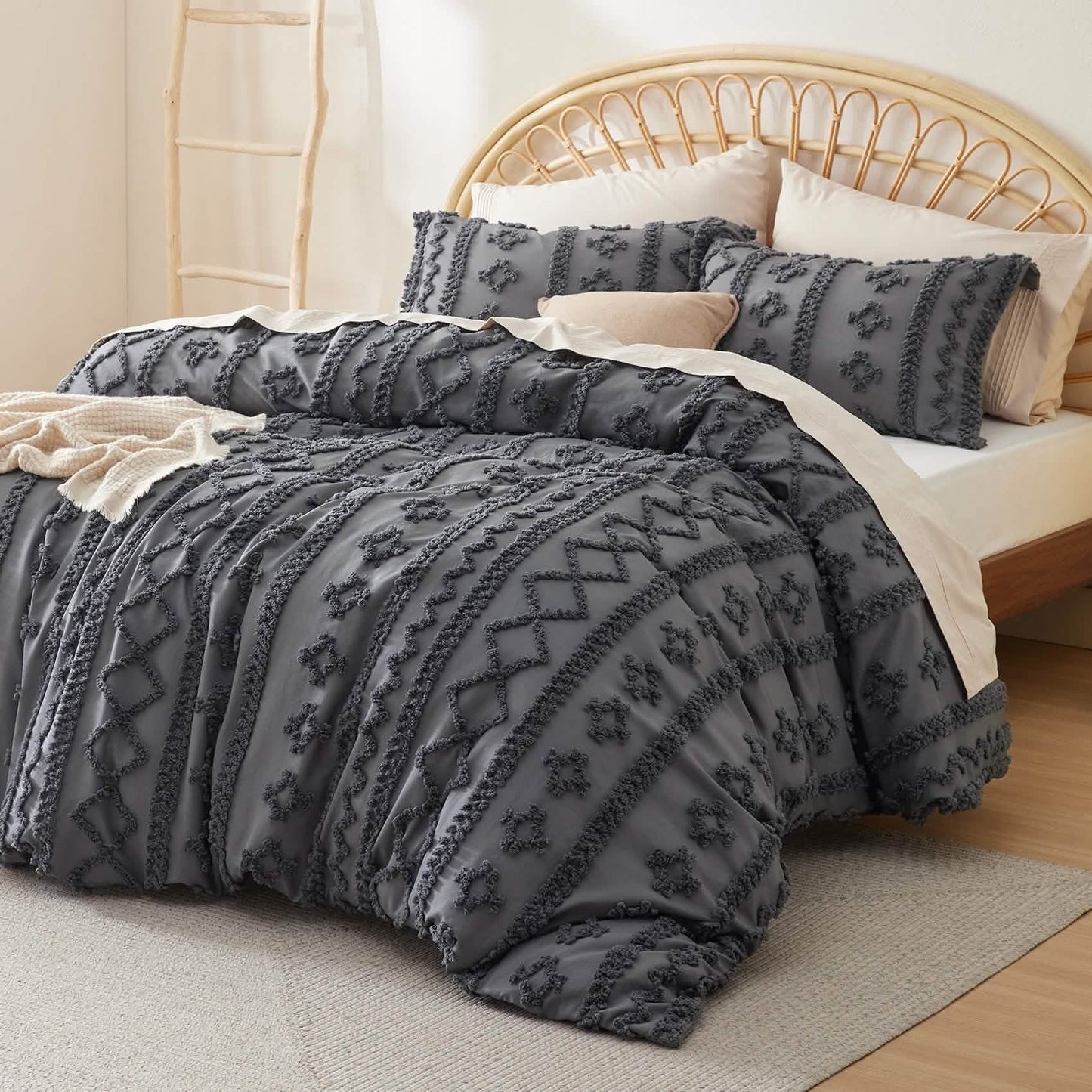 Boho Tufted Embroidery Duvet Cover Set