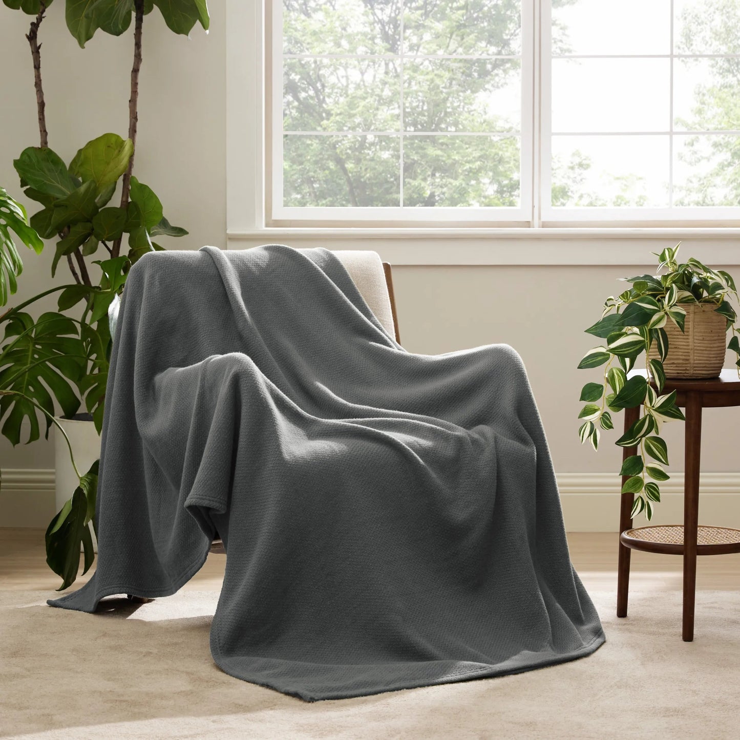100% Cotton Herringbone Woven Blanket