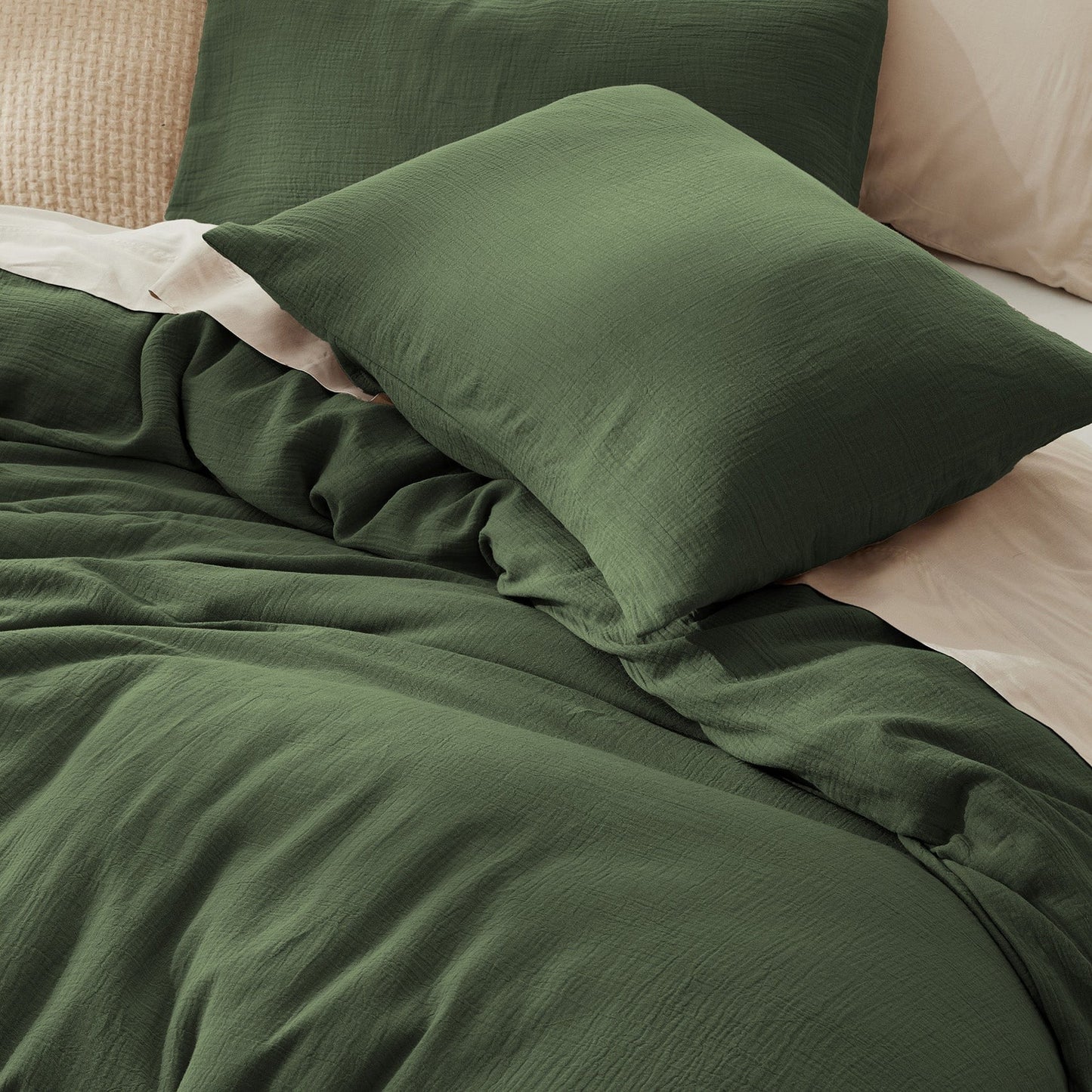 PureWovenTM Rayon From Bamboo Cotton Muslin Duvet Cover Set