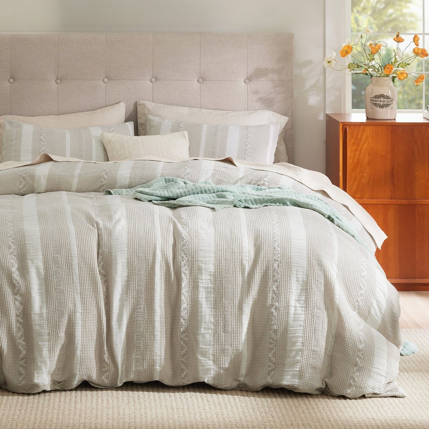 PureWovenTM Cotton Boho Waffle Weave Duvet Cover Set