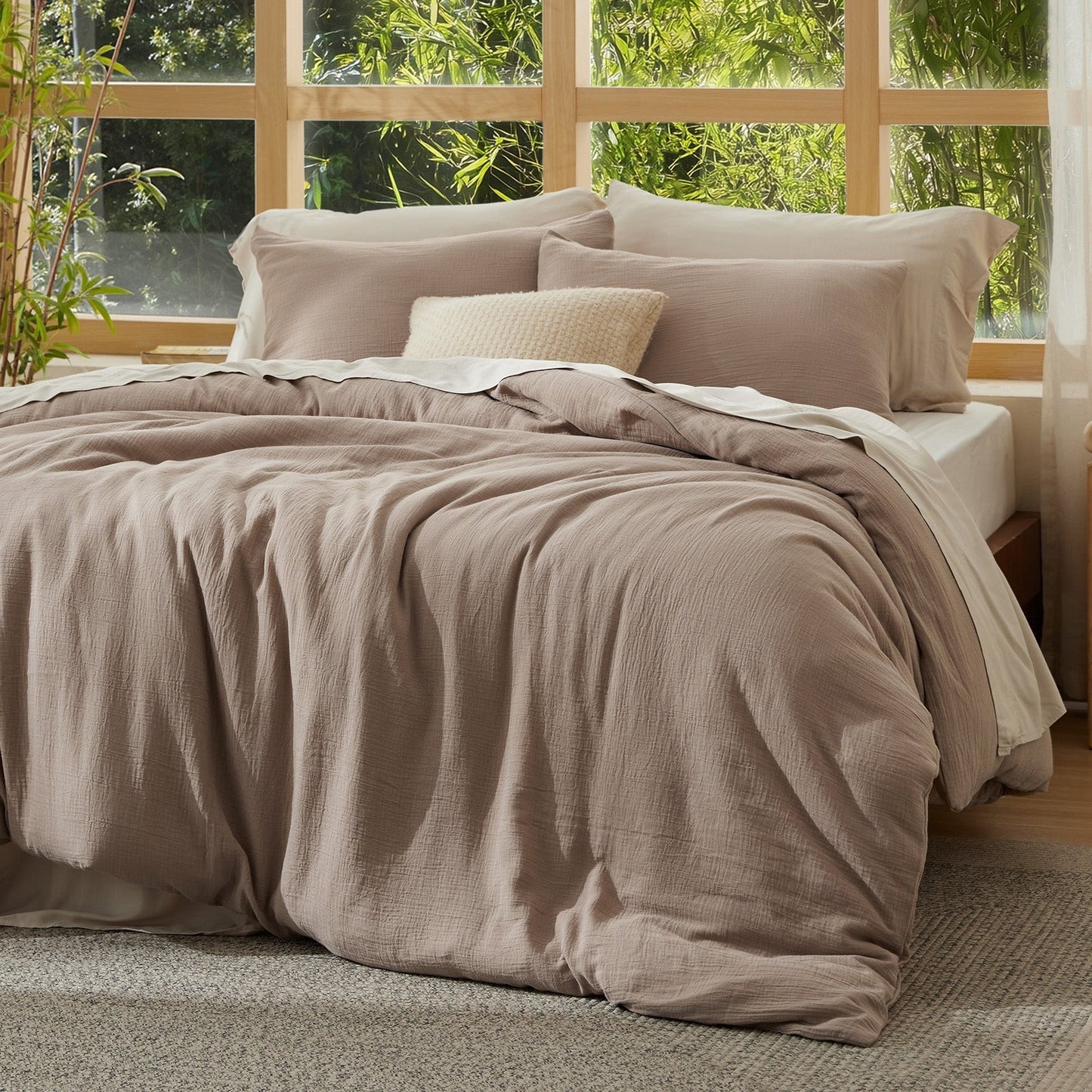 PureWovenTM Rayon From Bamboo Cotton Muslin Duvet Cover Set