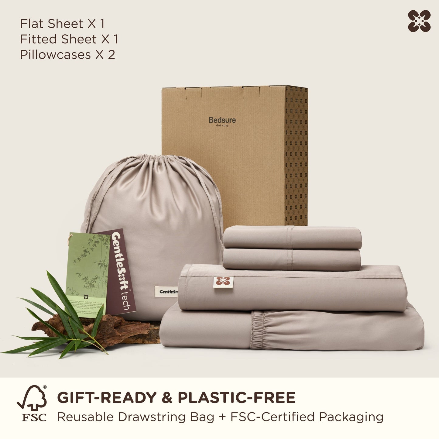 PureWovenTM Organically Grown Bamboo Viscose Sheet Set
