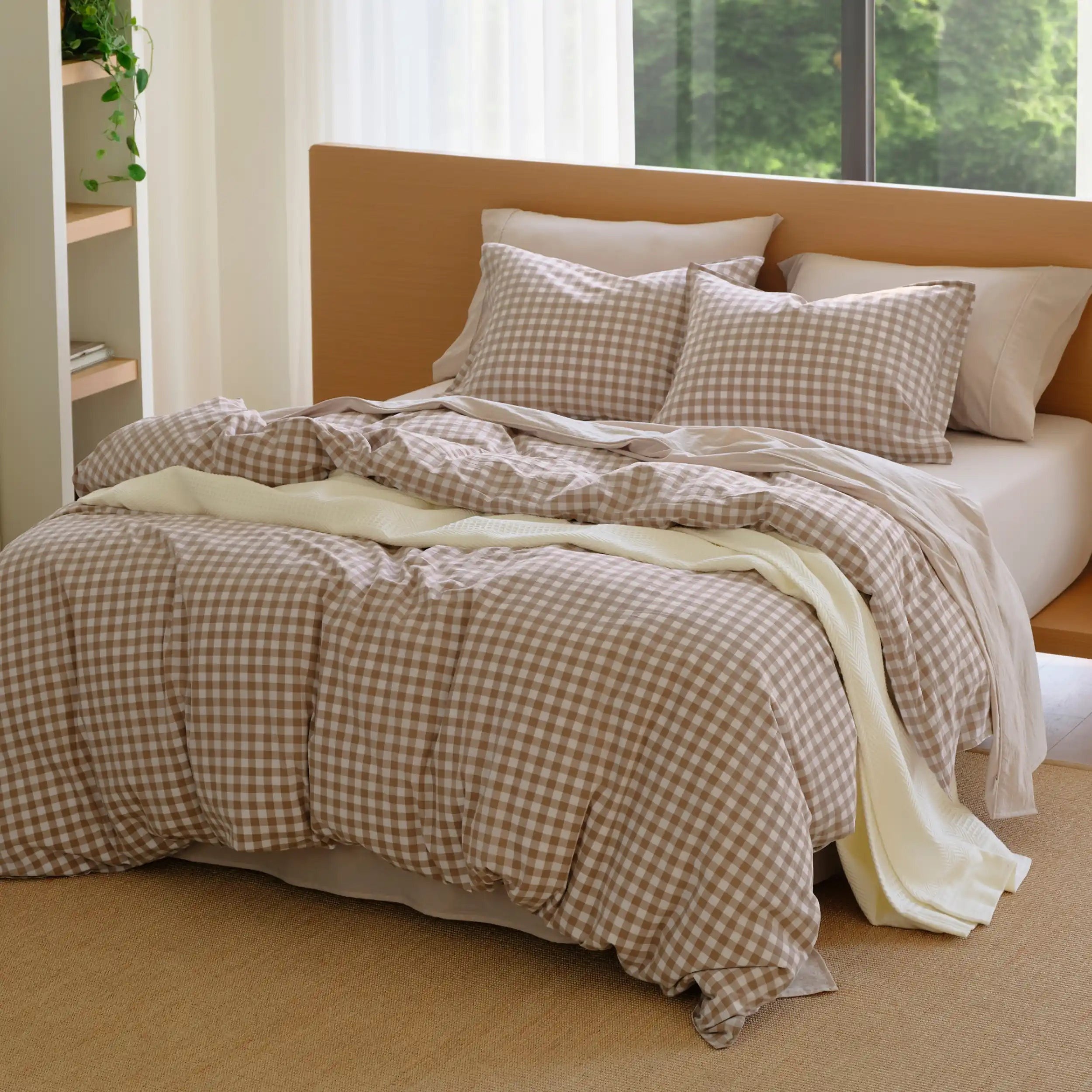 PureWovenTM Washed Cotton Gingham Duvet Cover Set