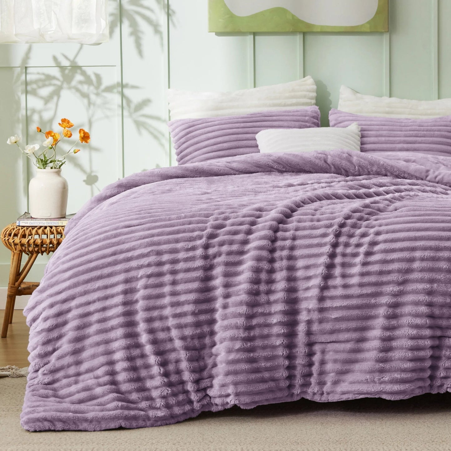 Striped Flannel Comforter Set