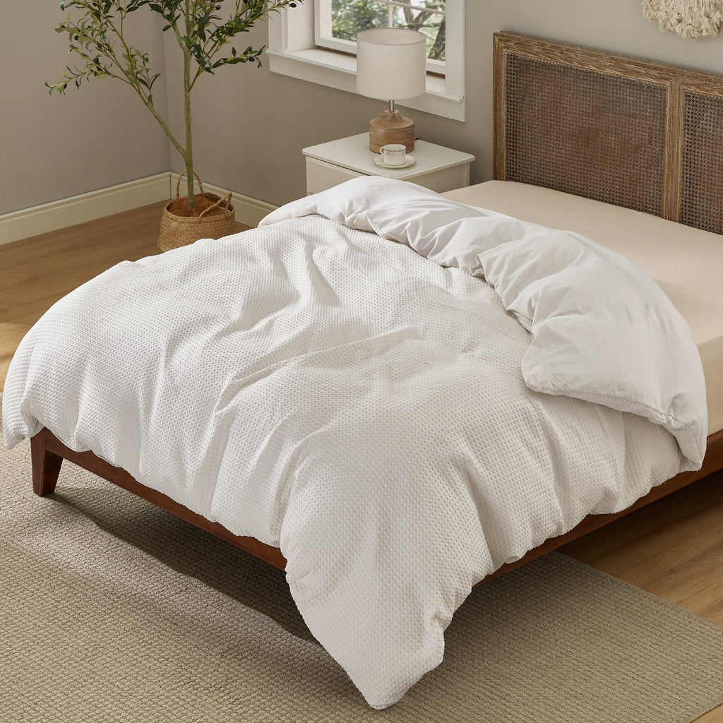 Modern Waffle Weave Textured Duvet Cover