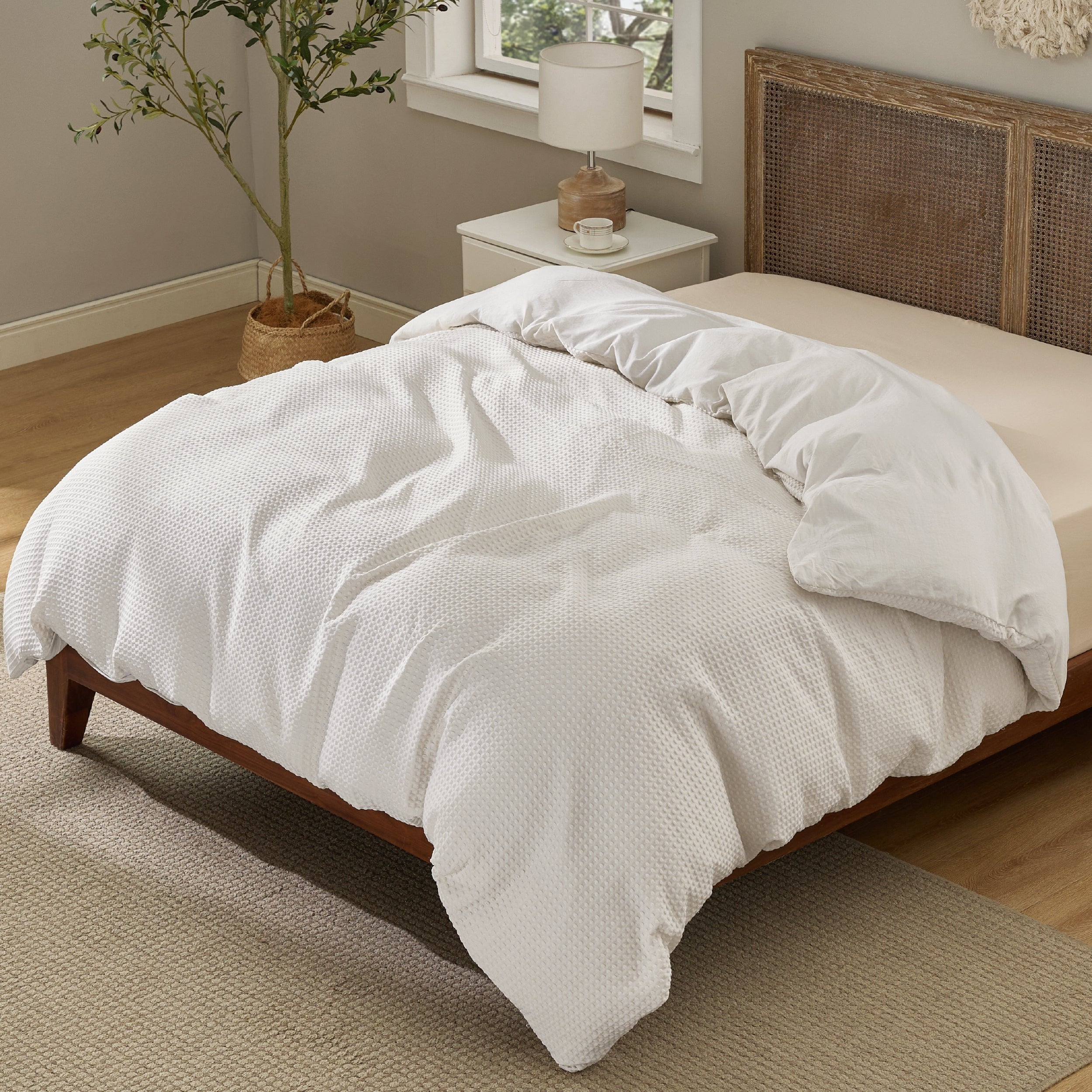 Modern Waffle Weave Textured Duvet Cover