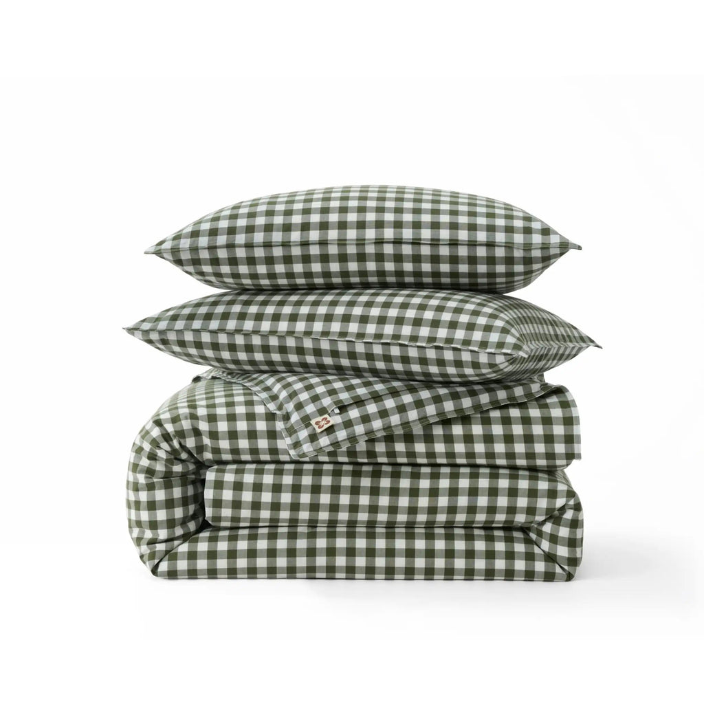 PureWovenTM Washed Cotton Gingham Duvet Cover Set