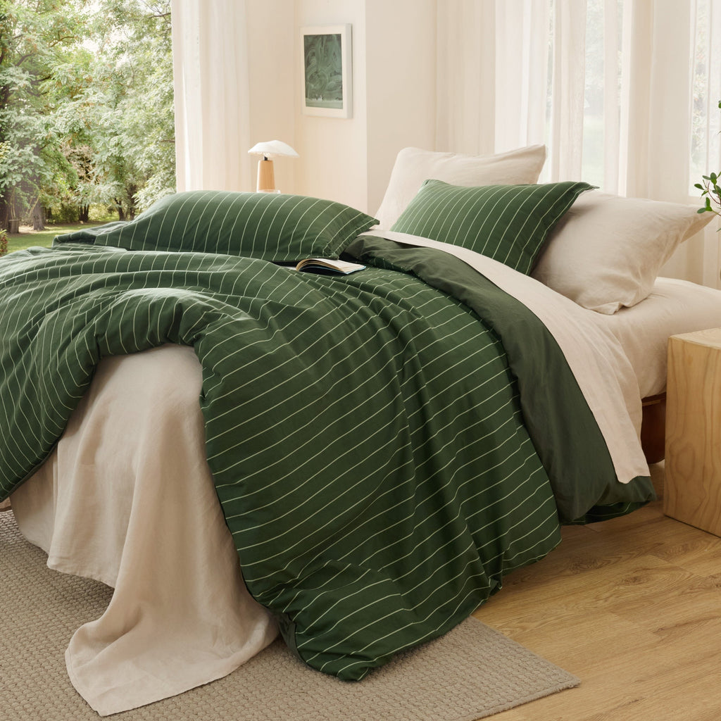 Striped Washed Cotton Duvet Cover Set