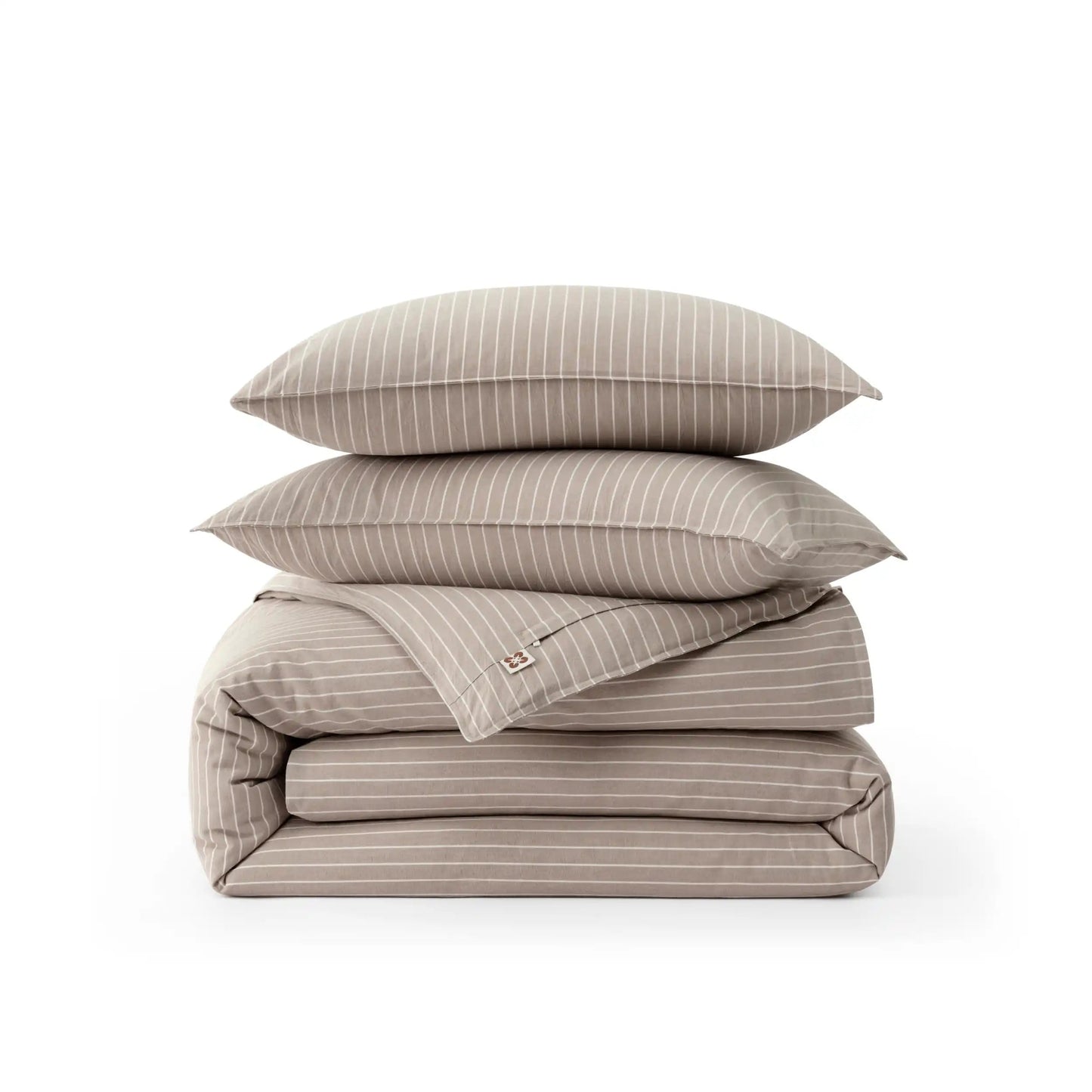 PureWovenTM Washed Cotton Striped Duvet Cover Set