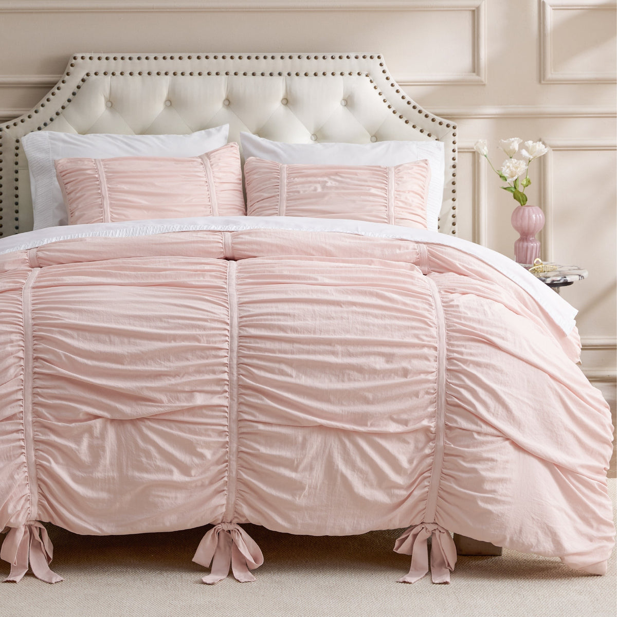 Ruched Bow Comforter Set