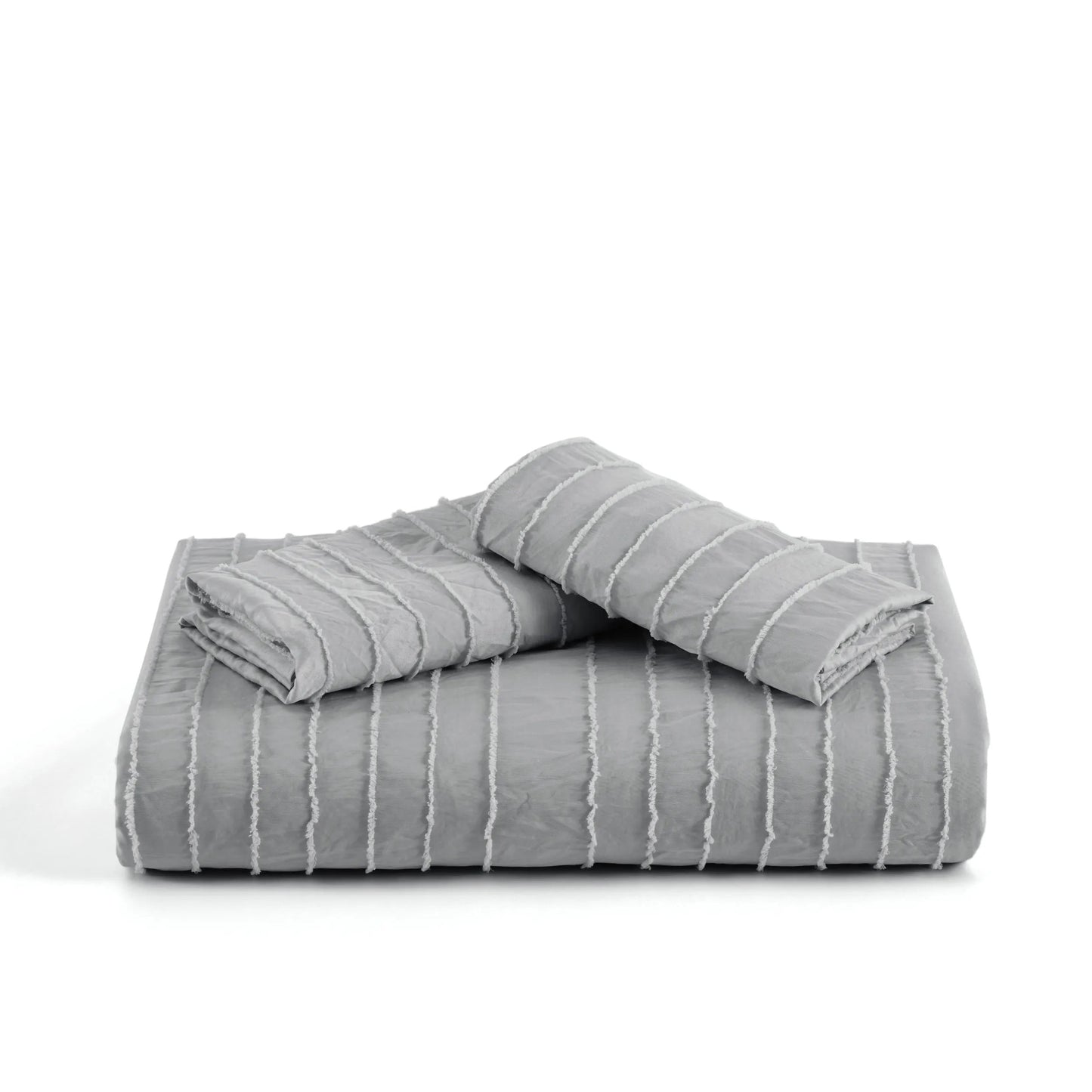 Striped Tufted Embroidery Duvet Cover Set