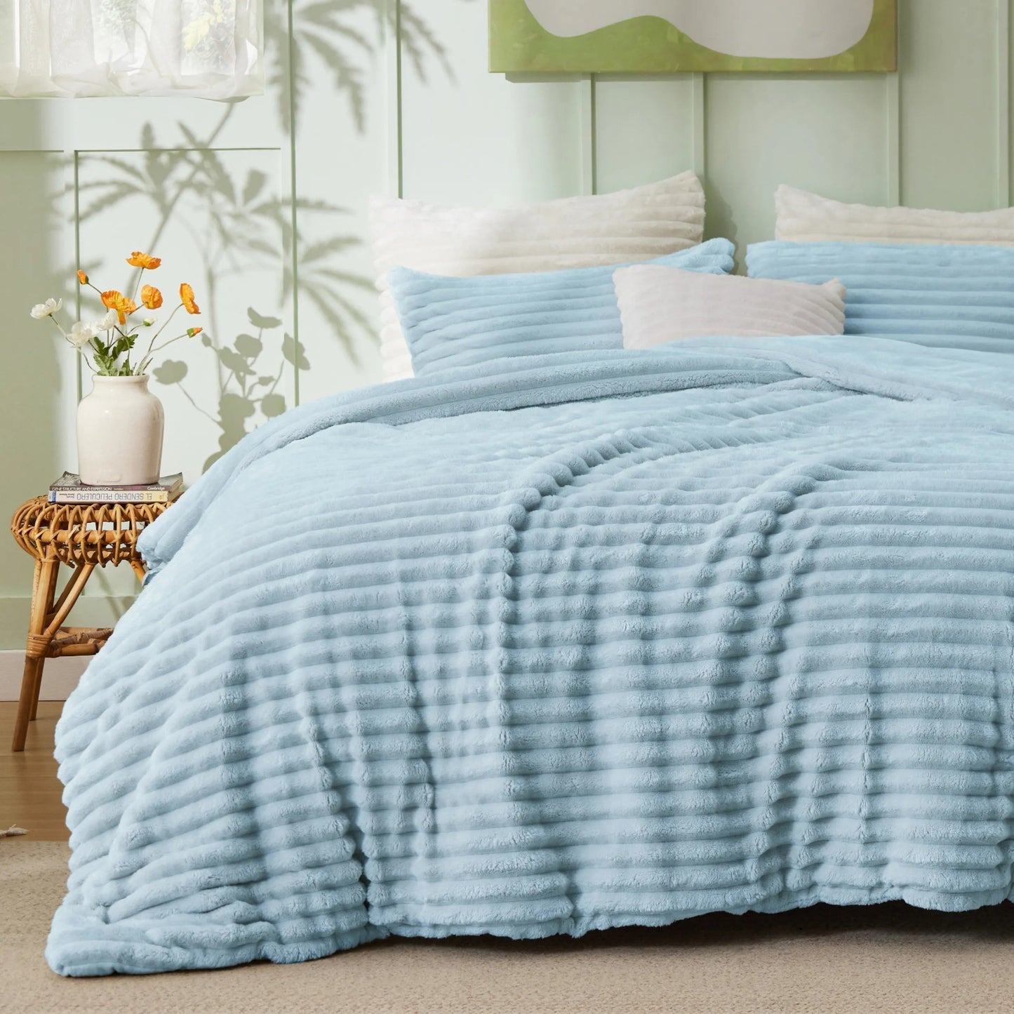 Striped Flannel Comforter Set