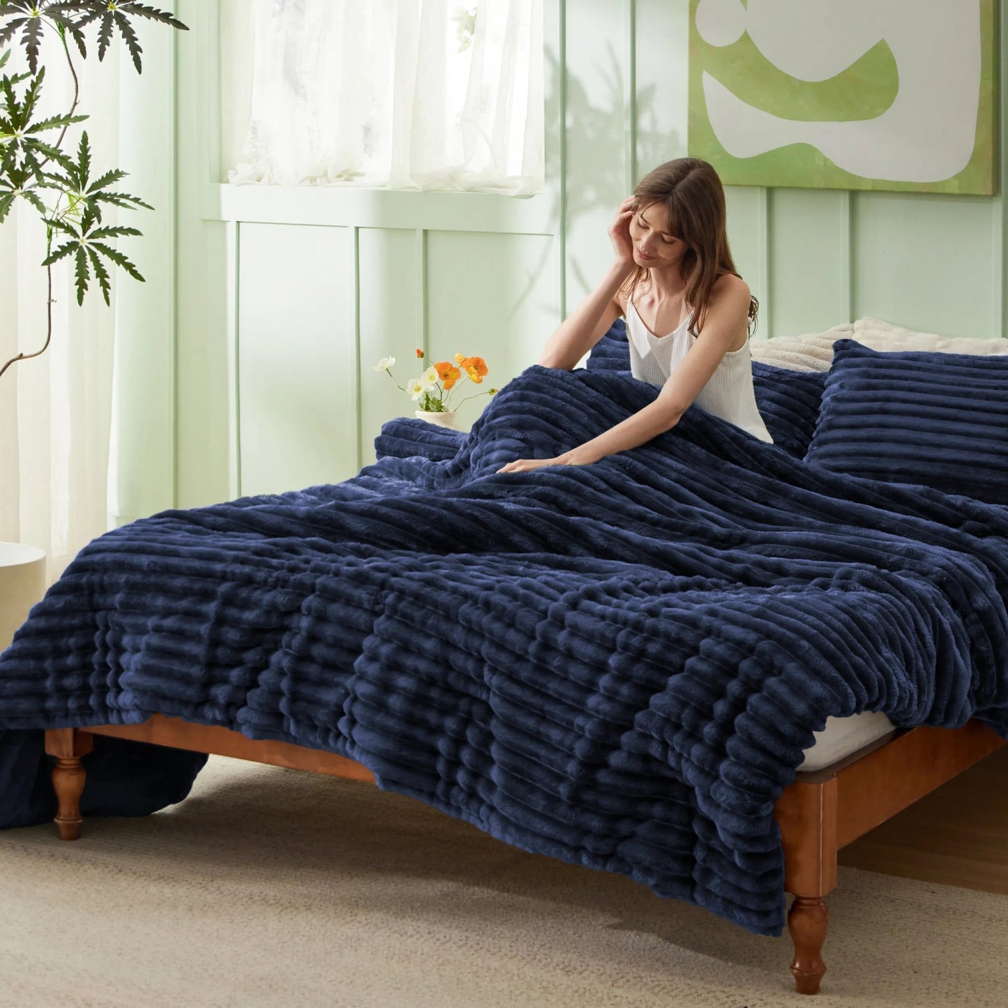 Striped Flannel Comforter Set