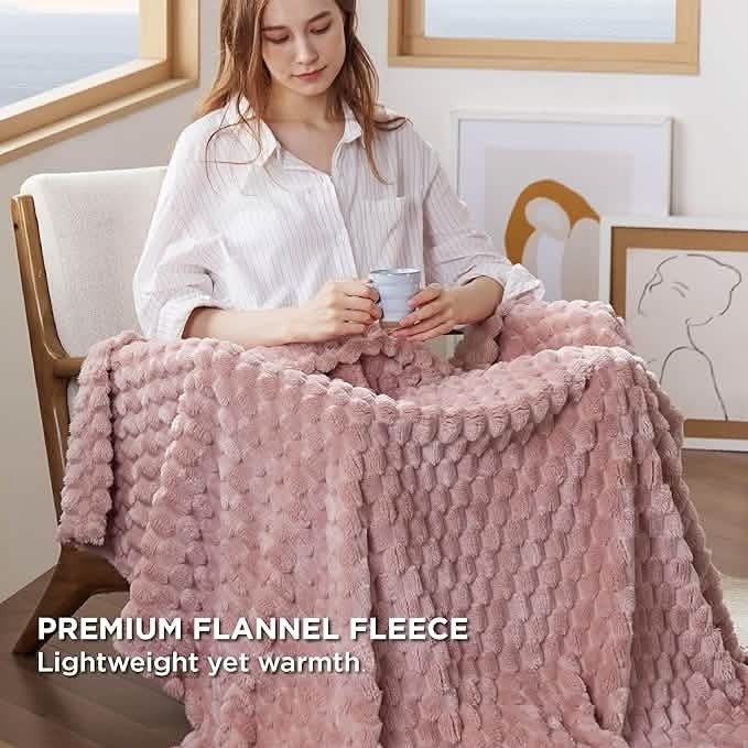 Textured Bubble Flannel Fleece Blanket