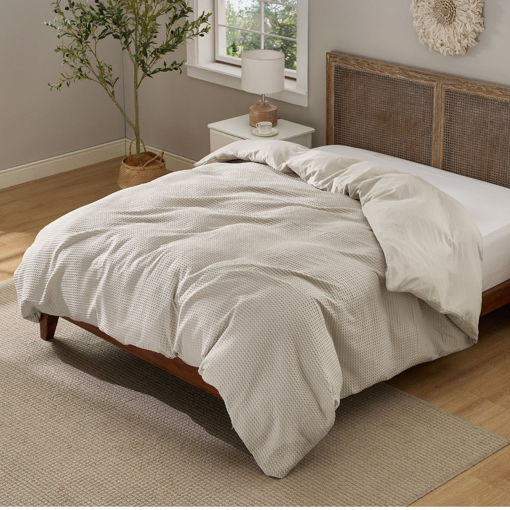 Modern Waffle Weave Textured Duvet Cover