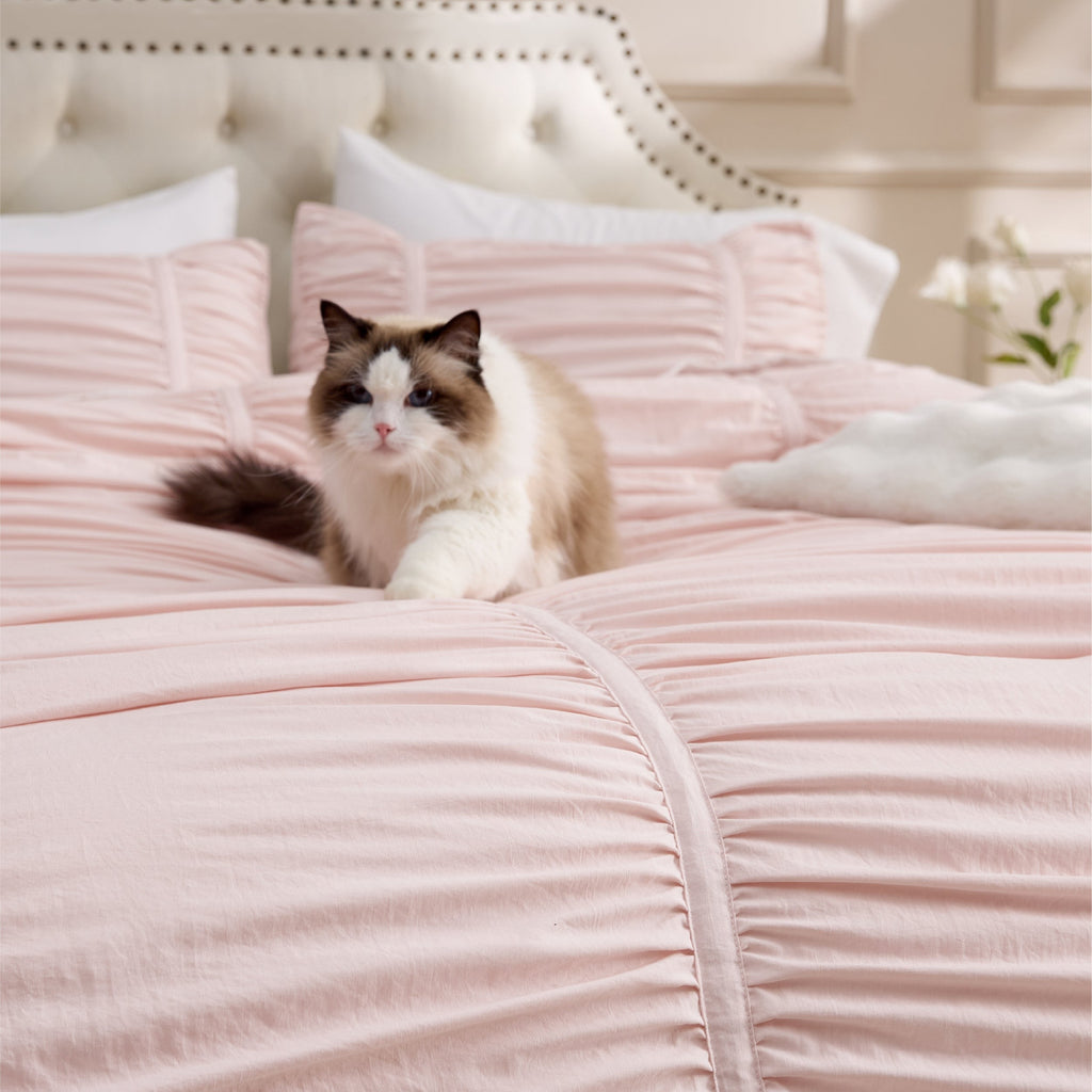 Ruched Bow Comforter Set