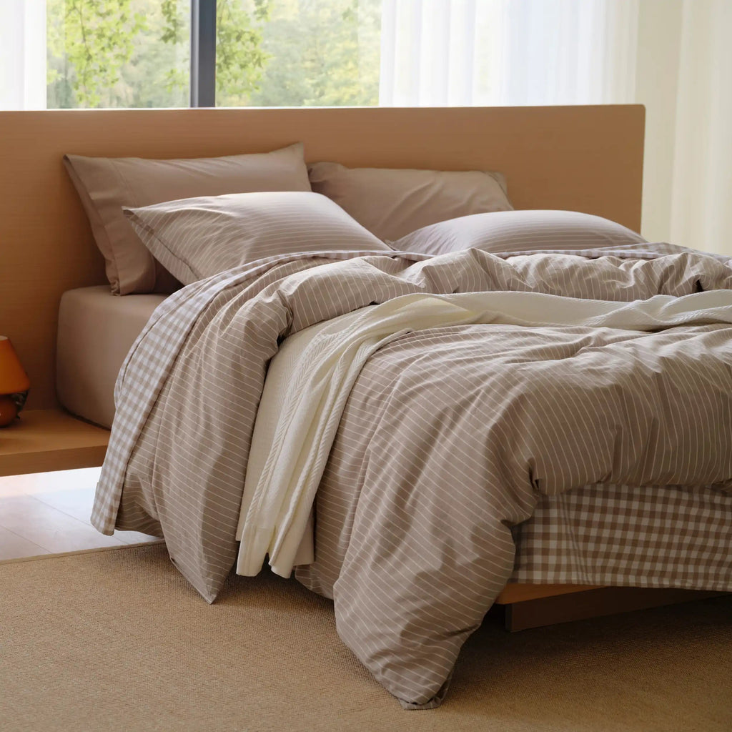 PureWovenTM Washed Cotton Striped Duvet Cover Set